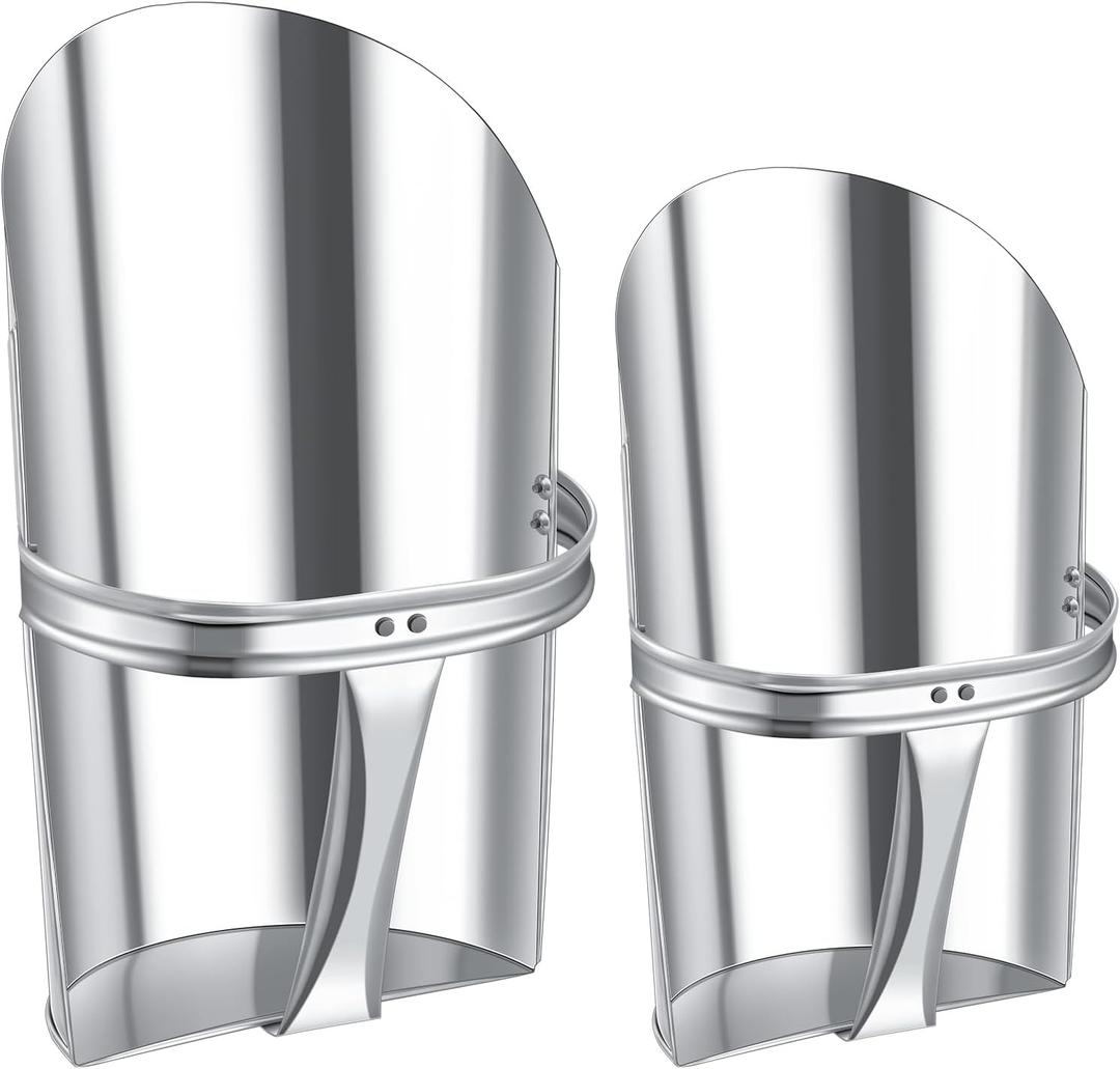 Domensi 2 Pcs Heavy Duty Metal Feed Scoop, Metal Ice Scoops, Galvanized Steel Animal Grain Scoop for Horse, Livestock, Chicken & Pet Food - 4 Qt & 2.5 Qt, Easy Clean