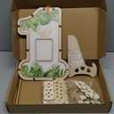 Wenqik 33 Pcs 1st Birthday Guest Book Alternatives 1st Decorations First Birthday Number One Shaped Photo Frame Centerpiece Keepsake with 30 Wood Slices(Wild One)