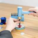 2 x BESTNULE Professional Steel Bench Block, Covered with TPR Soft Plastic at The Bottom, Metal Stamping Table Mirror, Polishing with Chrome Plating for Jewelry Stamping Tools, (Dia: 3, H: 19/32) (blue)