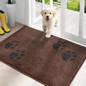 PURRUGS Dirt Trapping Door Mat 24" x 35.5", Non-Skid/Slip Machine Washable Microfiber Entrance Rug, Shoes Scraper, Dog Doormat, Super Absorbent Floor Mat for Muddy Wet Shoes and Paws, Brown