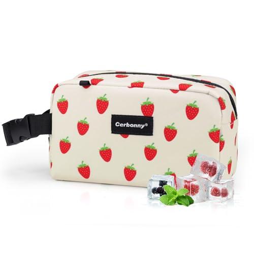 Cerbonny Small Cooler Bag Freezable Lunch Bag for Work School Travel,Small Lunch Bag,insulated snack bag For Adults/Kids,Mini Cooler,Lunch bag small Fit For Yogurt（Strawberries）