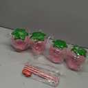DOITOOL Strawberry Cups with Lids and Straws 8 Pcs Plastic Drinkware Set for Kids Girls Party Pool Birthday Summer Events Decorative Tumblers 2 Packs