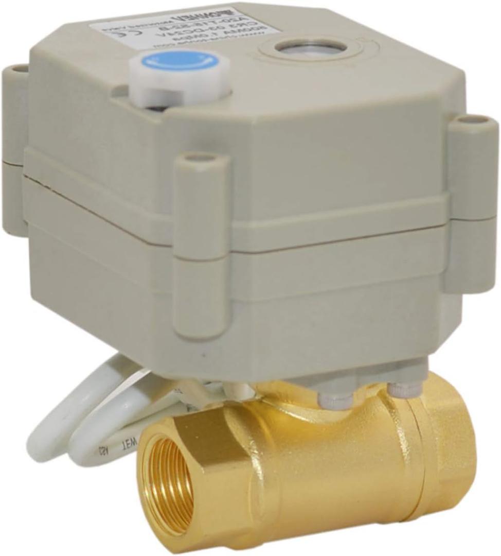 2 Way 12V/24VAC/DC 9-24V CR5-02 On/Off Auto Return Electrical Position Feedback Motorized Ball Valve (1/4" Brass)