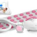 SereneLife Bubble Bath Mat - Portable Spa Bubble Bath Massager with Waterproof Bath Light & Pillow, Adjustable Bubble Intensity, Easy Button Control, Remote Control (Pink)