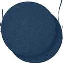 Outdoor Round Chair Cushions 15 Inch, Fade-Resistant & Water-Resistant, Bistro Chair Seat Pads for Porch Garden Balcony Patio Furniture Stools, Non-Slip Bottom, Set of 2, Navy Blue