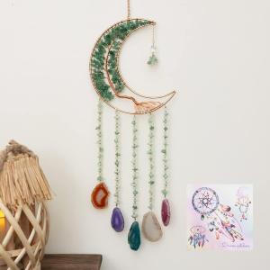 Green Agate Dream Catchers with Crystal Tree of Life Gemstone Dream Catchers Natural Gem Agate Wall Hangings Room Dreamcatchers Decor (Green)