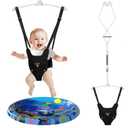 Baby Jumper, Baby Doorway Jumper with Adjustable Strap, Protable Baby Jumpers and Bouncers, Easy to Assemble, Baby Bouncer Jumper with Water Mat (Black)