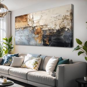 Abstract Wall Art Decor Hand Painted Oil Painting on Canvas Framed 20 inches x 40 inches Large Colorful Modern Artwork Wall Art for Living Room Bedroom Office Hotel and Dining Room (Orange black gray)