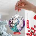 2 x Christmas Ornament, Christmas Decoration, Stained Glass Ornament, Heirloom Keepsakes, Holiday Ornaments, Holiday Presents, Unique Xmas Gifts, Gift Exchange Ornaments, Gift Idea - Peacock (Peacock Turning Back)