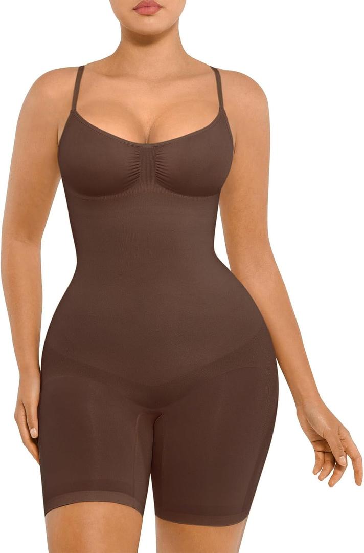 FeelinGirl Shapewear Bodysuit Tummy Control Seamless Sculpting Hip Enhancer Body Shaper for Women (
XL/ XXL
, Coffee Brown)