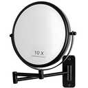 JANEEVA 8" Wall Mounted Makeup Mirror, 1X/10X Magnifying Mirror with 360° Extendable Arm, Double Sided Bathroom Vanity Mirror for Man & Woman (Matte Black)