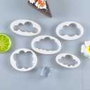5 PCS Plastic Fluffy Fondant Cloud Cutters, 3D Cloud Embossing Molds for Sugarcraft Cake Decorating, Cupcake Topper