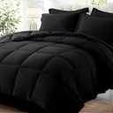 Zzlpp King Size Comforter Set - 7 Pieces Black Bed in a Bag King Ultra-Soft - Down Alternative Bed Set- Premium 1800 Series with Comforter, Sheets with 2 Side Pockets, Shams & Pillowcases