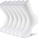 Airacker Athletic Socks Sport Running Calf Socks Performance Cushioned Breathable Crew Socks for Men Women(6 Pairs) (White, L)