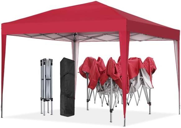 GDY 10'x10' Outdoor Canopy Tent, Commercial Instant Gazebos, Portable Shelter Canopies, for Patio/Outdoor/Wedding Parties and Events, (Red)