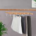 TOPIA HANGER Pants Hangers, Luxury Natural Wooden Skirts Hangers with 2 Big Premium Metal Clips and 360 Swivel Anti-Rust Flat Hook, 20 Pack Boutique Hanger for Skirts, Trousers, Jeans, Slacks, CT03N