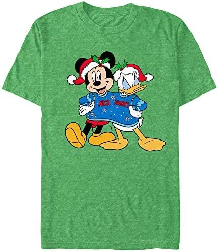 Disney Men's Mickey & Friends Christmas Nice and Naughty Donald and Mickey T-Shirt, XL