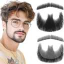 Fake Beard & Mustache - 100% Human Hair, Hand-Tied Goatee with Invisible Lace. Realistic Facial Hair for Halloween & Cosplay