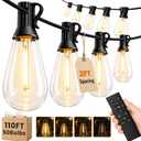 110FT(100+10) Outdoor LED String Lights with 2FT Bulb Spacing, Waterproof, Shatterproof, Dimmable, Warm White, 3 Lighting Modes, Timer, Plug in Hanging Backyard Lights for Outside, Patio