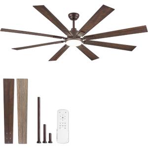 ZMISHIBO 72 inch Oil Rubbed Bronze Ceiling Fans with Lights and Remote, Indoor/Outdoor Farmhouse Ceiling Fan for Living Room Patio, 6 Speed Reversible Quiet DC Motor, 3CCT, Dual Finish Blades
