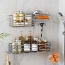 LEVERLOC Shower Caddy Suction Cup, Shower Organizer Removable Bathroom Shelf, Storage Suction Powerful Max Hold 22lbs Bathroom Caddy Waterproof Holder, Silver, 2 Pack