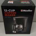 Mueller 12-Cup Drip Coffee Maker - Borosilicate Carafe, Auto-Off, Reusable Filter, Anti-Drip, Keep-Warm Function, Clear Water Level Window Coffee Machine, Kitchen Essentials & Accessories (Black)