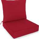 EAGLE PEAK Outdoor Deep Seat Patio Seat Cushion Set, 25 x 25 x 5 inch, 2-Piece Back Chair Cushion, Set of 1, Red