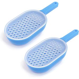 Graters for Kitchen - Grater with Handle - Plastic Shredder Kitchen with Container - Hand Grater for Boiled Potatoes, Carrots, Beets, Prepping Fruit Purees, 2 Pcs