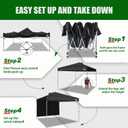 Eurmax USA NOMATTER ONE-Person Open&Close 10x10ft Pop Up Canopy Tent,Portable Shelter Canopy for Outdoor Events with 1 Removable Sidewall,Instant Canopies,Bonus 4 Sand Bags(Black)