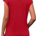 JUSTFASHIONNOW Lace Blouse Soft Cap Sleeve Tops for Women Summer V Neck Tank Tops Dressy Casual Shirts Trendy Clothes (Red)