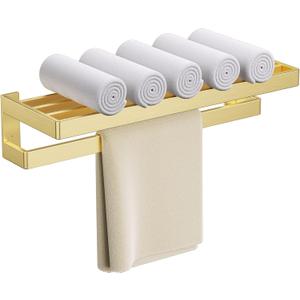 Towel Racks Double Towel Bar,Brushed Gold Towel Holder 23.6-inch Stainless Steel Bathroom Hardware Accessories Set