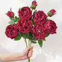 MARTINE MALL 3PCS Real Touch Peonies Artificial Flowers, 22in Burgundy Fake Peonies Artificial Peonies Flowers Latex Large Faux Peony Flowers for Centerpiece Table Wedding Party Home Decor