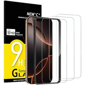 NEW'C 3 Pack Designed for iPhone 17/17 Pro,iPhone 16 Pro Screen Protector (6.3 inches), Enhanced Tempered Glass Protection with easy installation tool included, Case Friendly