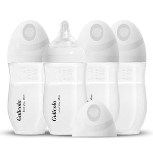 PP (NOT Glass) Baby Breastfeeding Bottles, Medium Flow Nipples (M), 3 Months +, Wide Neck, White, 8 oz - 4 Pack