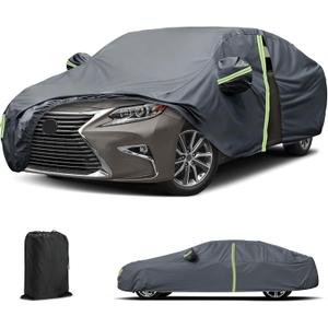 Waterproof Car Cover for 2002-2018 Lexus ES ES300 ES300h ES330 ES350, All Weather Heavy Duty Car Cover with Zipper Door & Windproof Bands for Rain Snowproof UV Windproof Protection