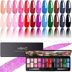 ABAC 24 Color Hema-Free Solid Gel Nail Polish,Ombre Gel Nail Polish,Pat Paint Nail Gel- Blush Pink & Midnight Blue Clump-Free Glam for Office Holidays Parties 28-Day Chip-Free All-year Essentials