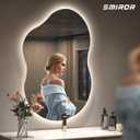 SMIROR Irregular Backlit Bathroom Mirror with Lights 40 x 24, Asymmetrical Cloud Led Lighted Vanity Mirror for Wall, Anit-Fog, Dimmable, Memory Function (Horizontal/Vertical)