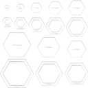 BENECREAT 16 Sizes Hexagon Quilting Template, Acrylic Intricate Sewing Machine Ruler, Transparent Pressure Plate Router Template for DIY Hand Patchwork Cutting Craft, 6mm Thick