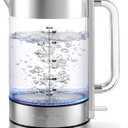 OVENTE Electric Kettle, 1.8L Tea Kettle Cordless with Borosilicate Glass Water Boiler, Stainless Steel Base, Acrylic Handle, 1500W Fast Boil Electric Kettle, Easy Fill Lid, Auto Shutoff, Silver KG911S