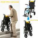 Transport Wheelchairs Lightweight Foldable Only 19lb,Transport Chair with Telescopic Handle,Adjustable Backrest Height,Honeycomb Rear Wheels,Bold Tube,Transport Chair for Seniors, Up to 220lbs