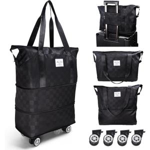 Suitcases With Wheels Expandable Foldable Luggage Bag, Detachable Rolling Duffle Bag With Wheels Carry-On Large Duffel Bag, Collapsible Rolling Travel Bag For Men Women Travel Or Business