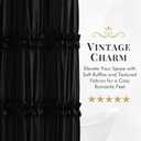 Seasonwood Black Shower Curtain Elegant Ruffle Shower Curtain with Ruched & Bow Vintage Farmhouse Shower Curtains for Bathroom Boho Bathroom Decor(Black,72x72 Inches)
