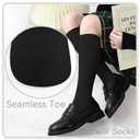 Girls Knee High Socks Seamless Boys School Uniform Socks Kids Knee High Stockings Long Tube Sock 3 Pairs (Black)