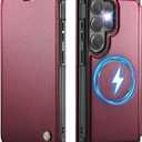 for Samsung Galaxy S26 Ultra Wallet Case Compatible with Magsafe, PU Leather RFID Blocking Card Holder Shockproof Magnetic Women Men Wallet Phone Case Cover for Galaxy S26 Ultra, Wine Red