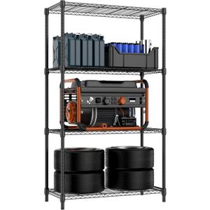 1000 lbs 4 Tier Shelf Metal Storage Shelves Shelving Wire Rack Heavy Duty Closet Organizers for Garage Kitchen Bathroom Laundry Black 15.7" D x 33.5" W x 59.5" H