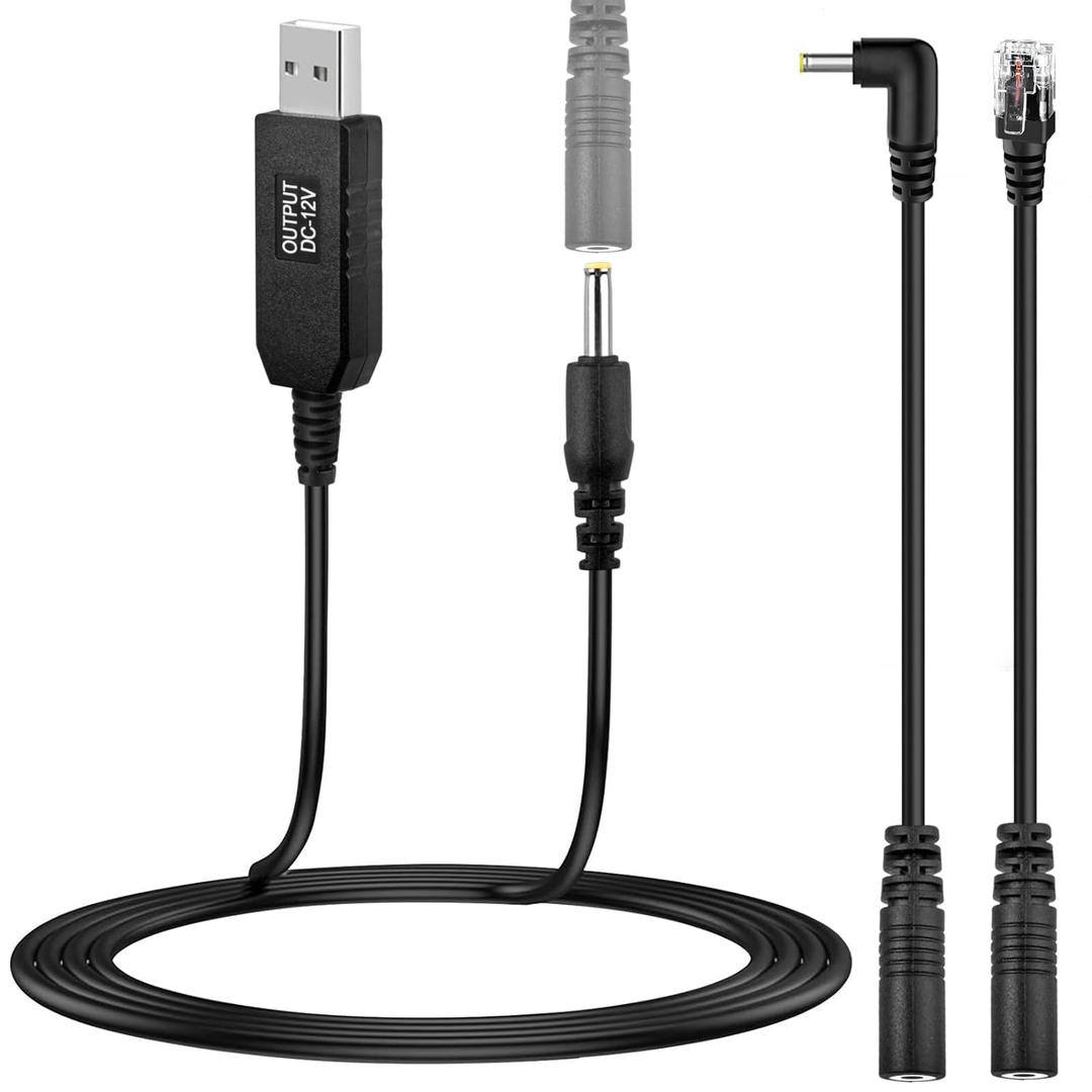 Xislet 3 in 1 Radar Detector Power Cord, 6.8ft USB to DC Step Up Converter Cable Power with RJ11 Connector Plug Cable/DC Jack 3.5mm/Angle Adapter Fits for Escort Valentine One Beltronics Cobra