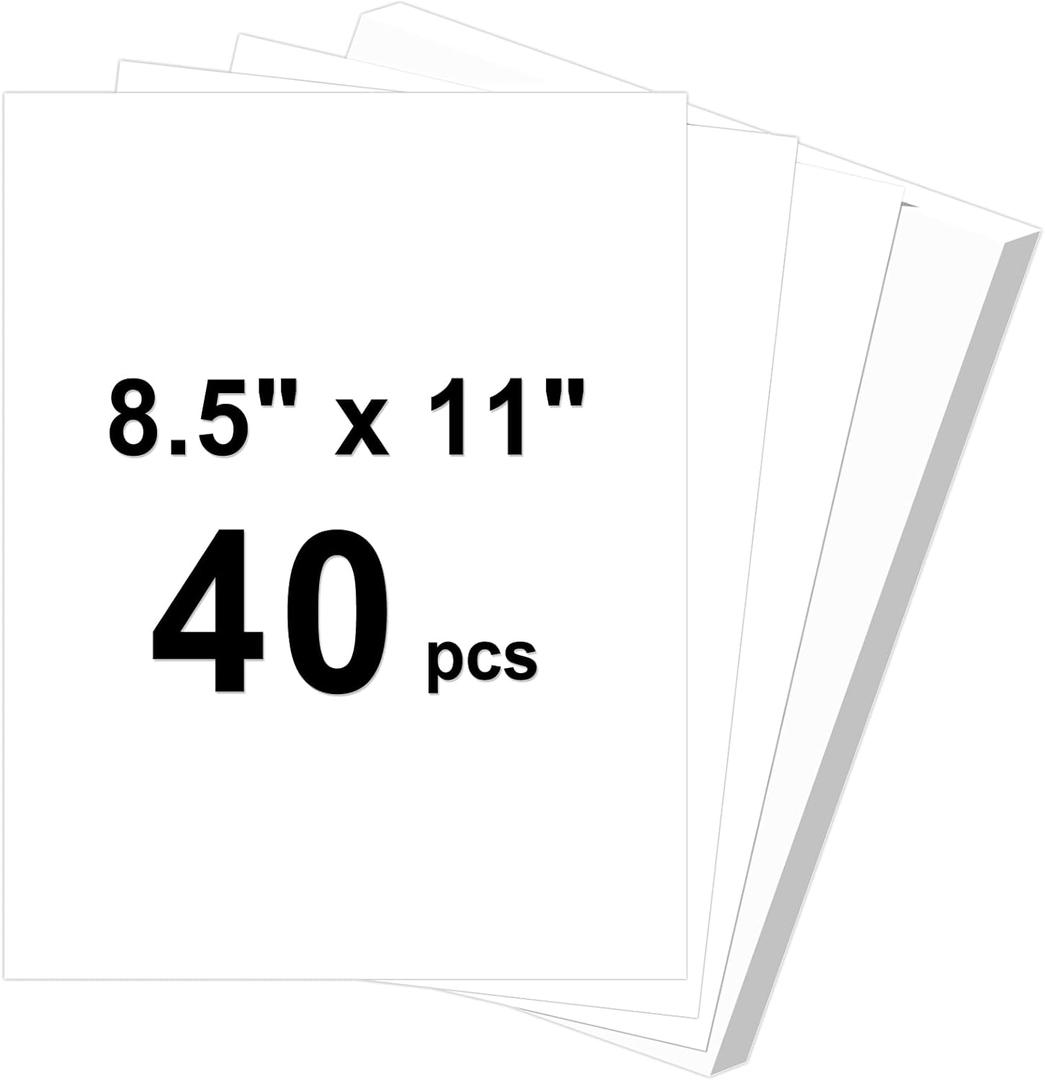 40 Sheets Cardstock 8.5x11, 65lb White Card Stock, Construction Paper, 180gsm Thick Printer Paper for Printing, Painting, Card Making, Kids School Supplies,Party Decorations