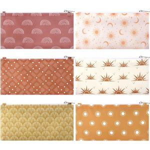 6 Pcs Boho Reusable Snack Bags and Sandwich Bags Food Safety Washable Lunch Snack Zipper Pouches for Kids Students Adults Food