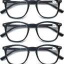 3 Pack Reading Glasses Women Men Stylish Oval Readers Flexible Spring Hinge Black Glasses Reading +2.50