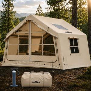Inflatable Tent with Skylight & Stove Jack, 4/6/8 Person Camping Tent, 10.5'L x 8.2'W x 7.2'H